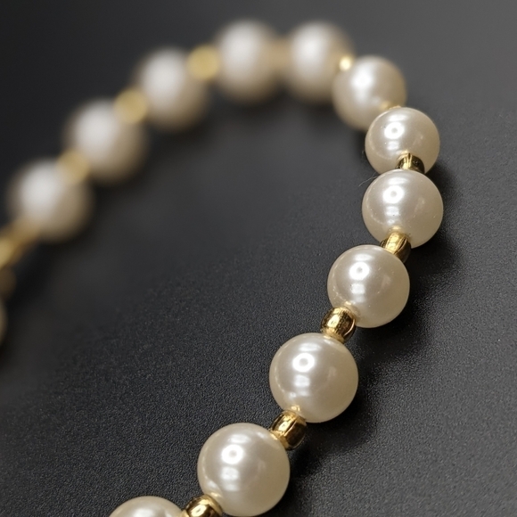 Faux Pearl And Goldtoned Beaded Bracelet - Picture 2 of 7